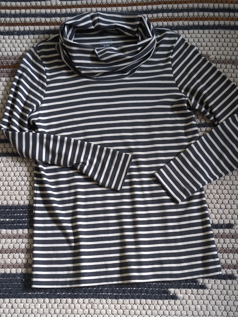 L.L. Bean 100% Supima cotton striped cowl neck top